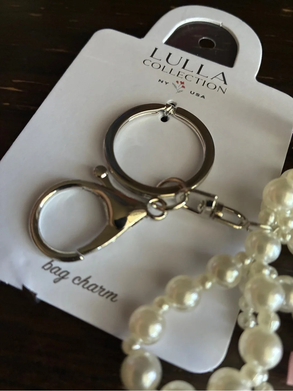 Pearl Bow Keyring with Pink Ribbon Detail,Bag Charm. - Picture 4 of 7